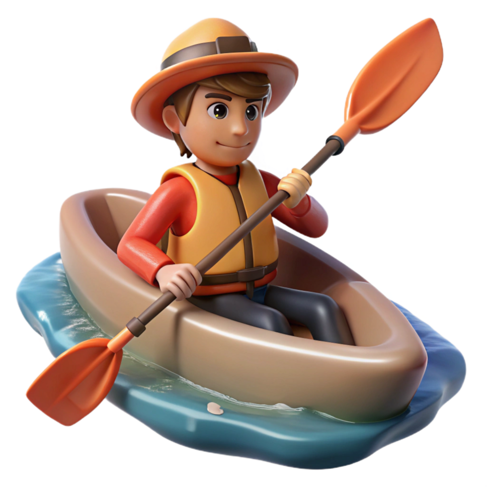 serene modern Underground River Kayaker Paddling Isolated high resolution png