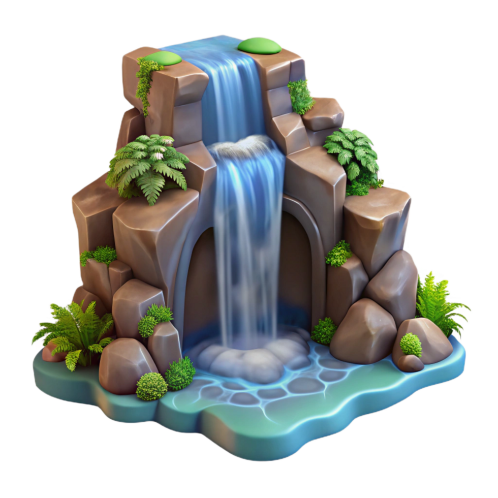 wonderful minimalist Underground River Waterfall Cascading Down Isolated genuine png