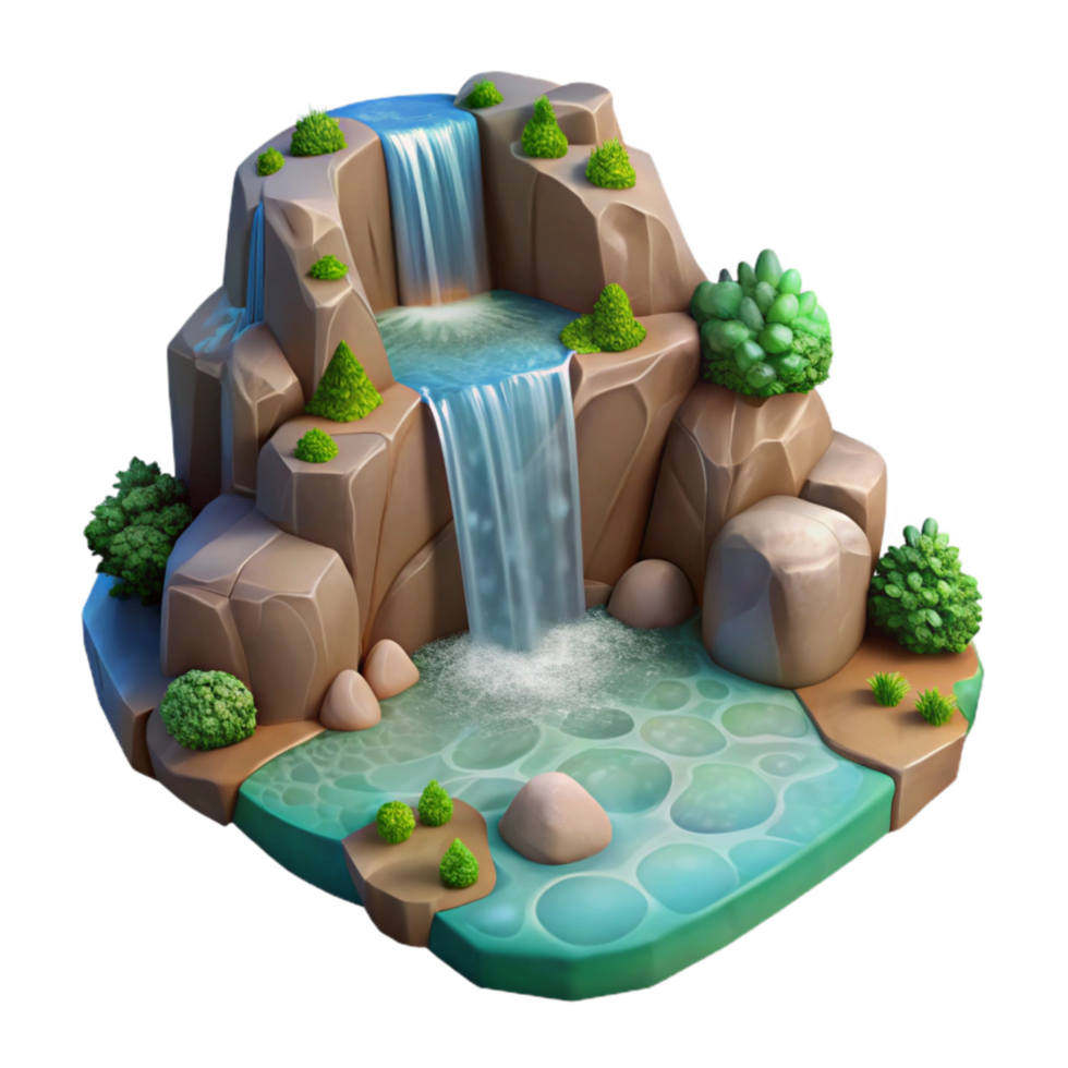 impressive modern Underground River Waterfall Cascading Down Isolated authentic png