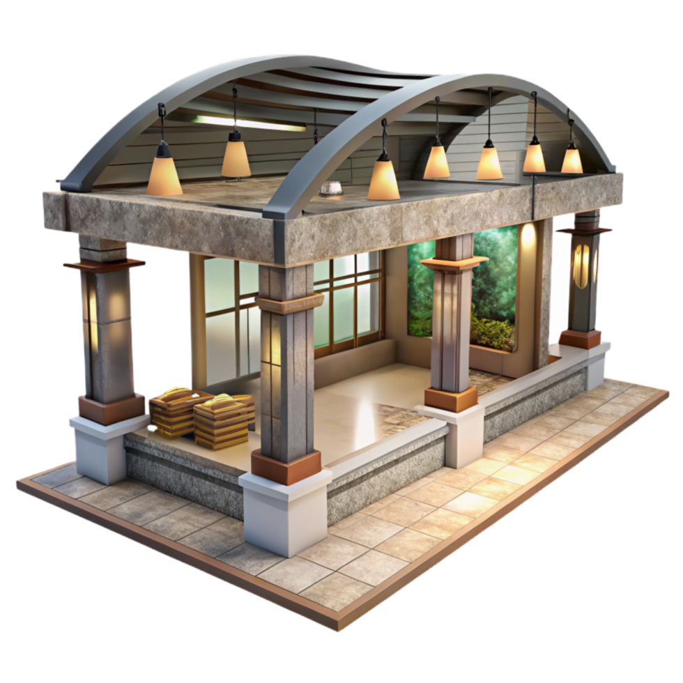 extraordinary abstract Underground Shopping Mall Interior Transparent Background detailed png