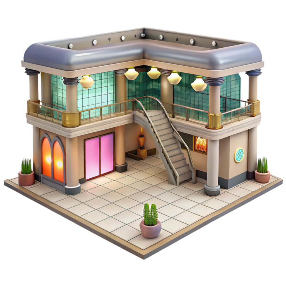 impressive rustic Underground Shopping Mall Interior Transparent Background genuine png