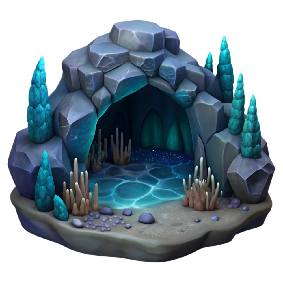beautiful creative Underwater Cave Dark and Mysterious Isolated Element professional png