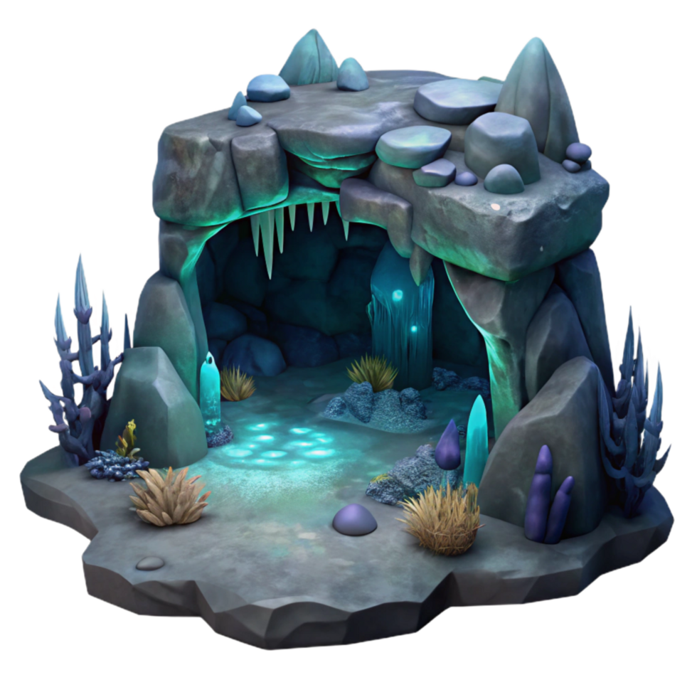 wonderful creative Underwater Cave Dark and Mysterious Isolated Element original png