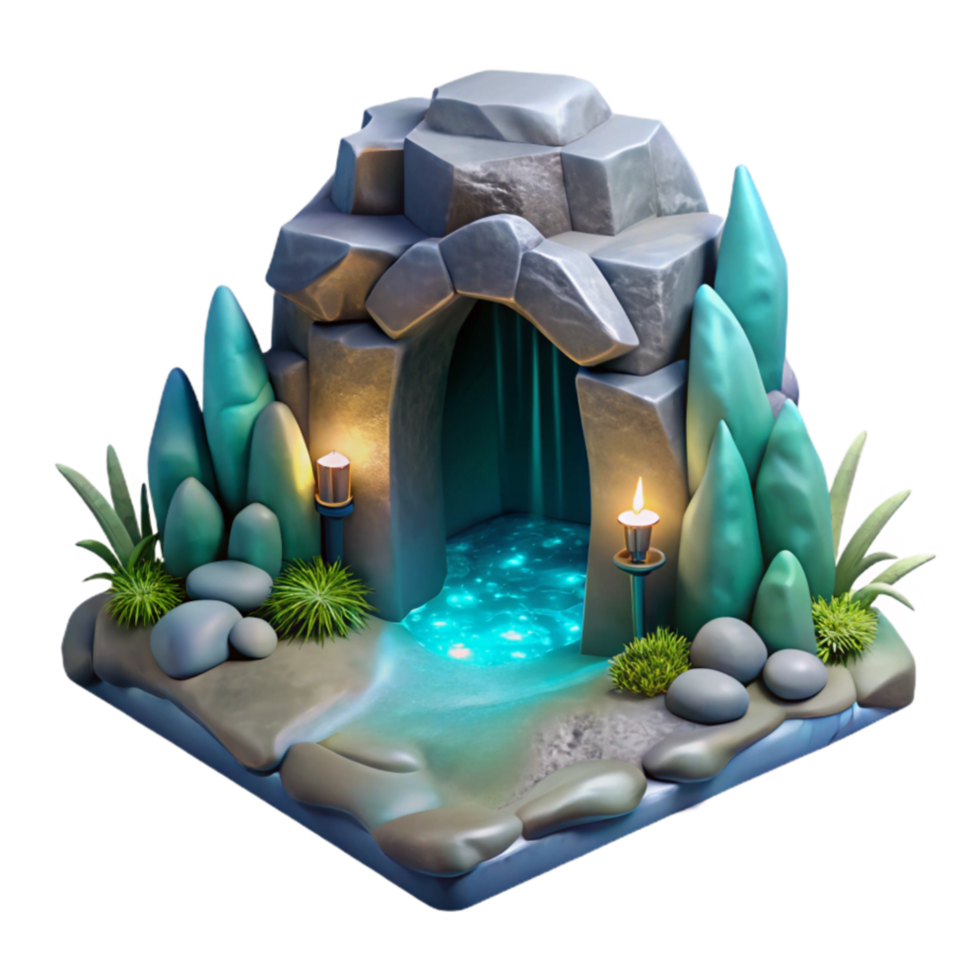 wonderful vintage Underwater Cave Entrance Light Beams Isolated professional png
