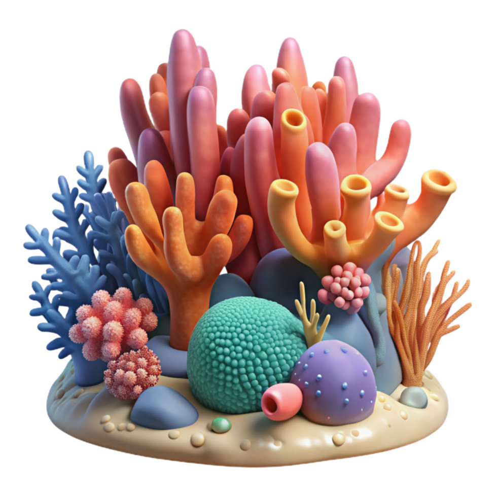 elegant vintage Underwater Coral Reef Scene Transparent Background high quality png