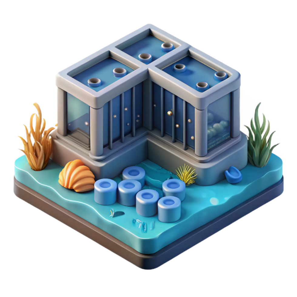 wonderful contemporary Underwater Data Center Concept Art Isometric View Cutout high quality png