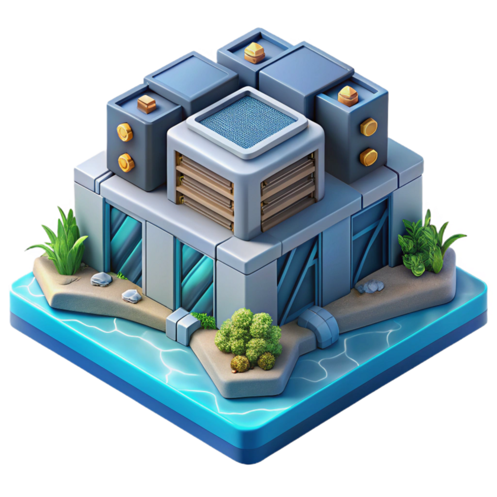 dramatic creative Underwater Data Center Concept Art Isometric View Cutout authentic png