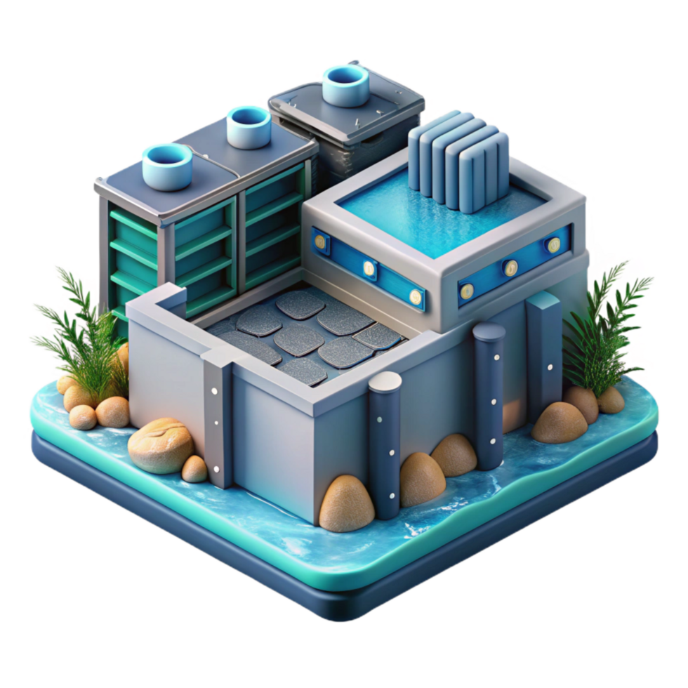 extraordinary abstract Underwater Data Center Concept Art Isometric View Cutout detailed png