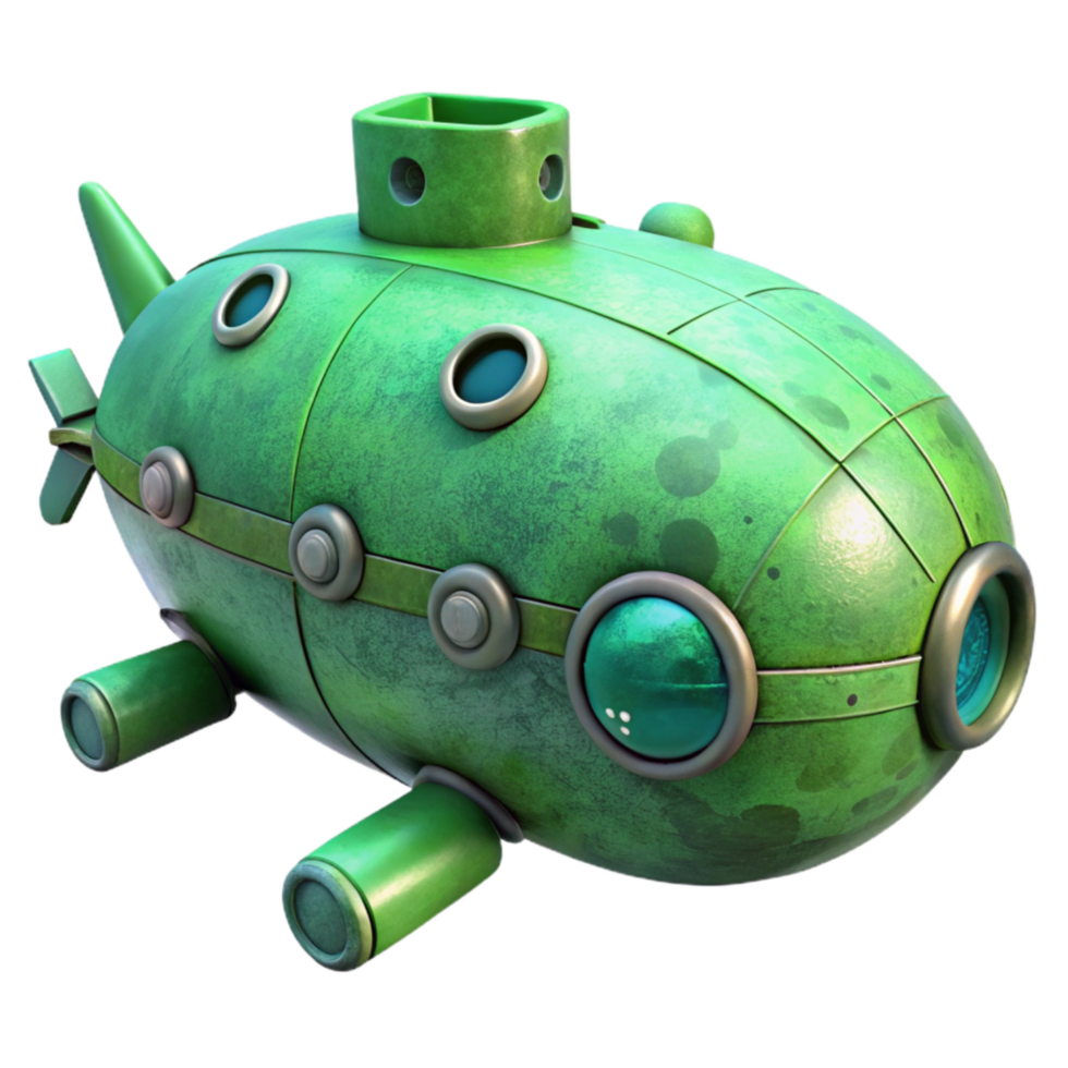 elegant creative Underwater Drone Green Hue Isolated authentic png