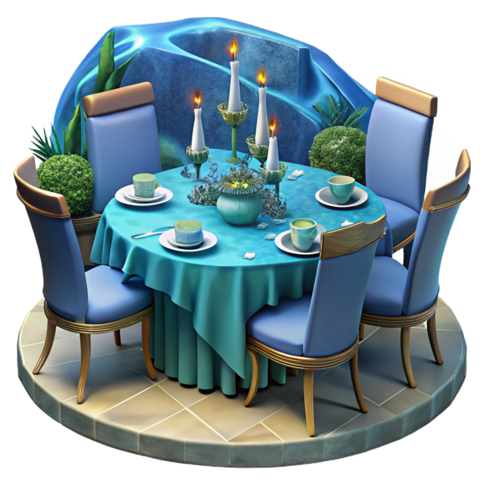 magnificent abstract Underwater Hotel Restaurant Dining Table Cutout with Elegant Setting authentic png