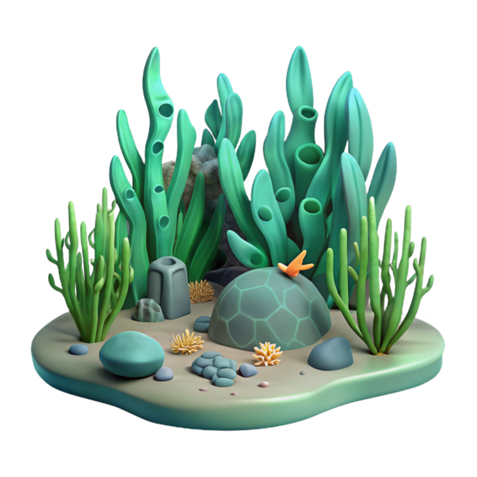 impressive contemporary Underwater Kelp Forest Scene with Transparent Background high resolution png