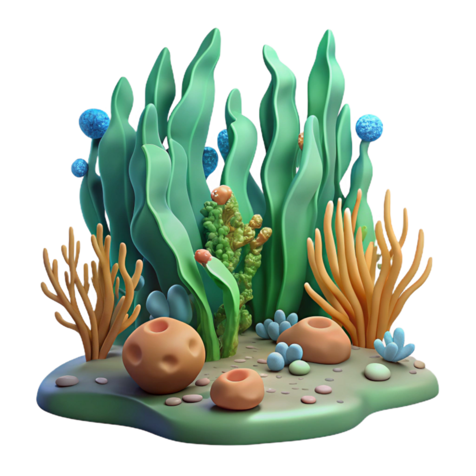 beautiful creative Underwater Kelp Forest Scene with Transparent Background high resolution png