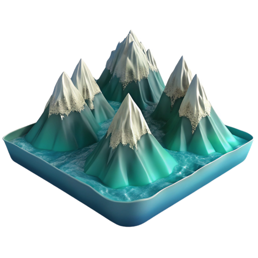impressive modern Underwater Mountain Range Cutout Distant View Isolated exclusive png