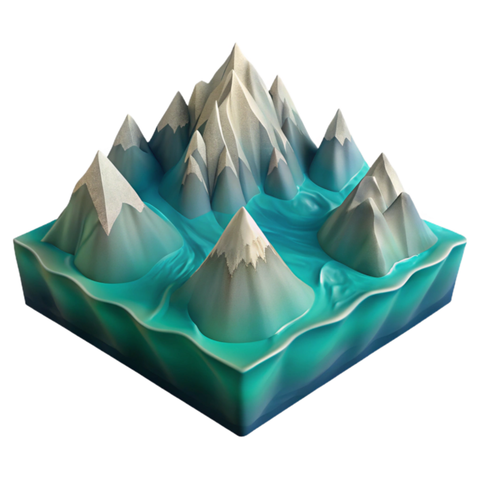 magnificent vintage Underwater Mountain Range Cutout Distant View Isolated genuine png