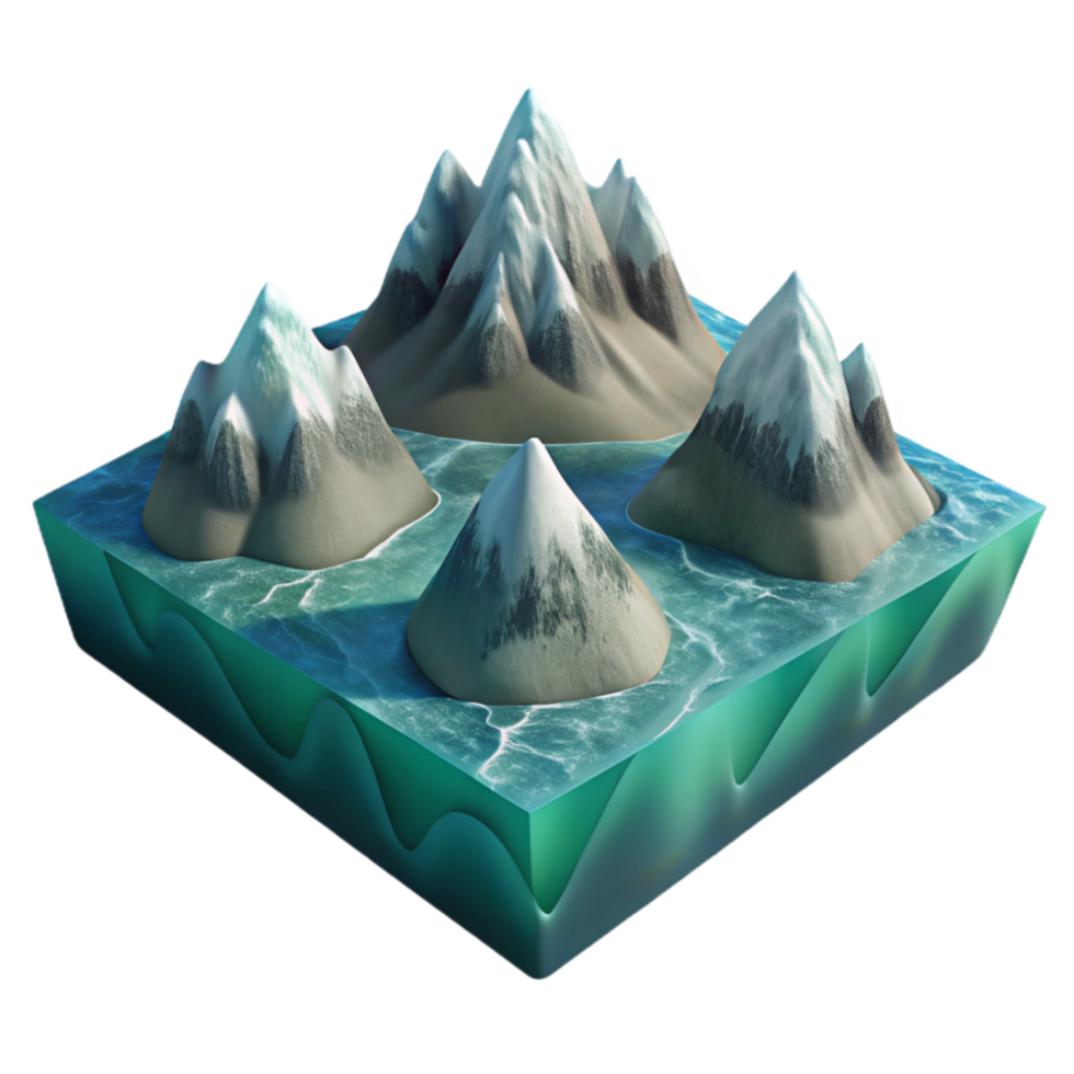 extraordinary creative Underwater Mountain Range Cutout Distant View Isolated high resolution png