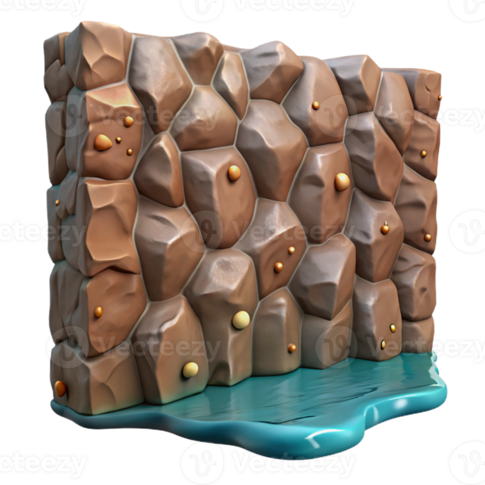 serene minimalist Underwater Rock Wall Vertical Brown Transparent Background high quality png