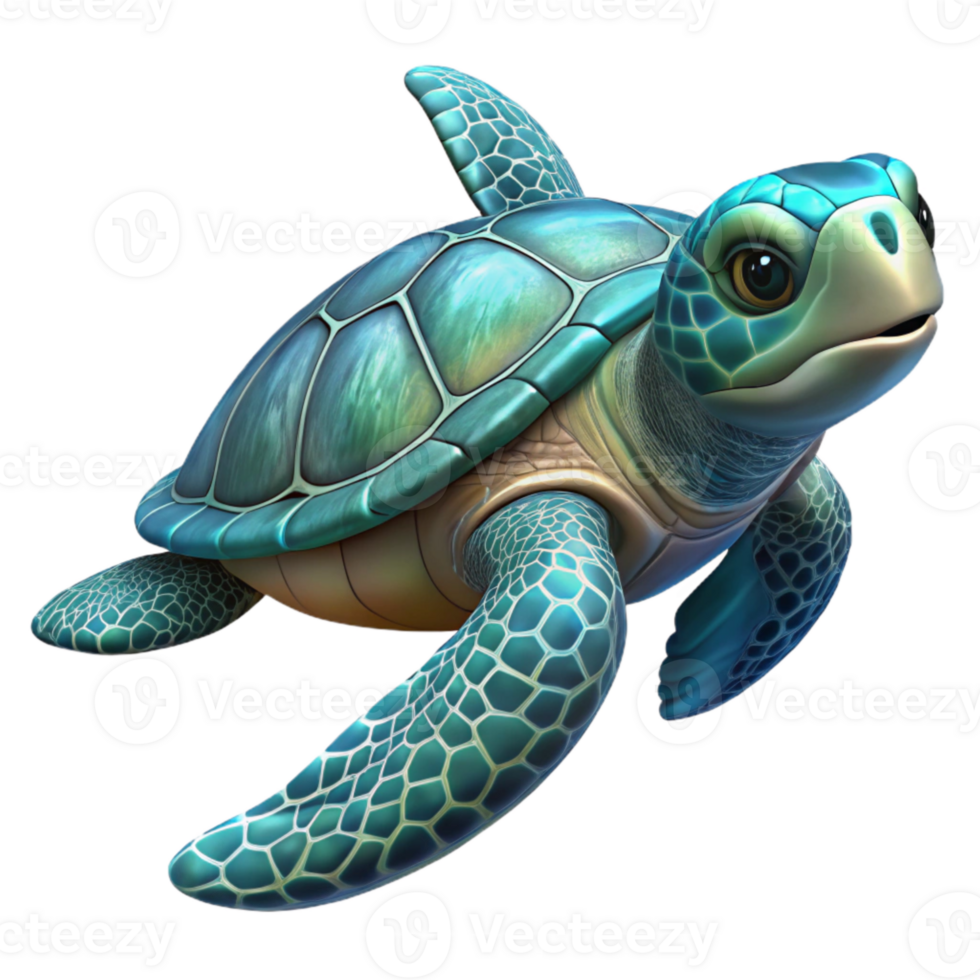wonderful rustic Underwater Sea Turtle Swimming Isolated authentic png