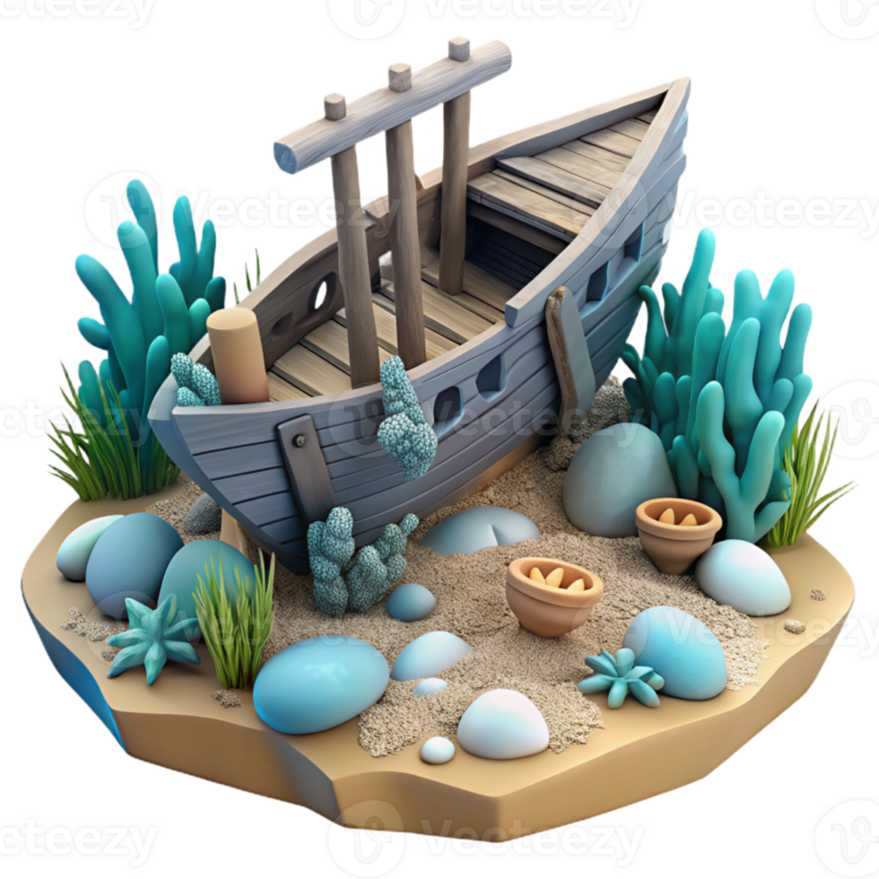 extraordinary traditional Underwater Shipwreck Scene with Transparent Background high resolution png