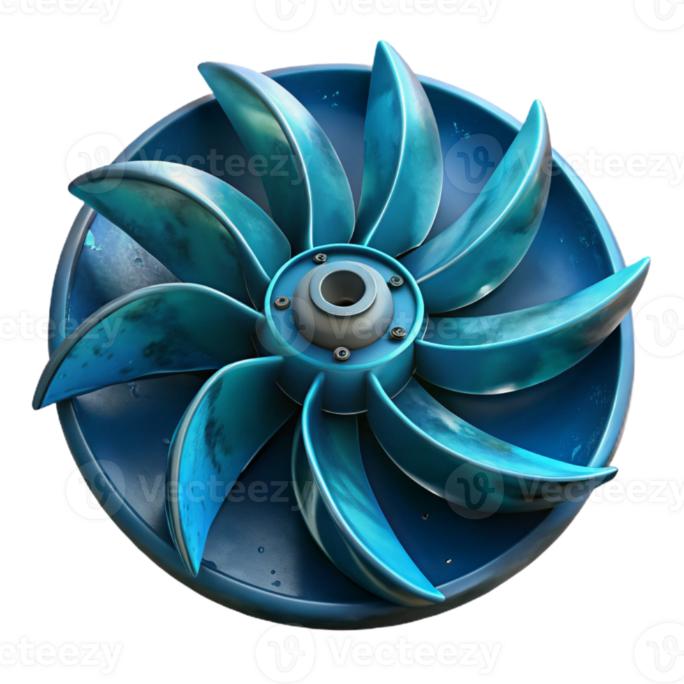 stunning artistic Underwater Turbine Blades Rotating Motion Isolated png