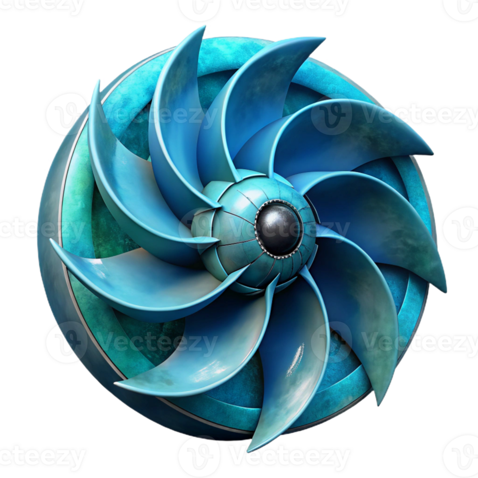 elegant traditional Underwater Turbine Blades Rotating Motion Isolated detailed png