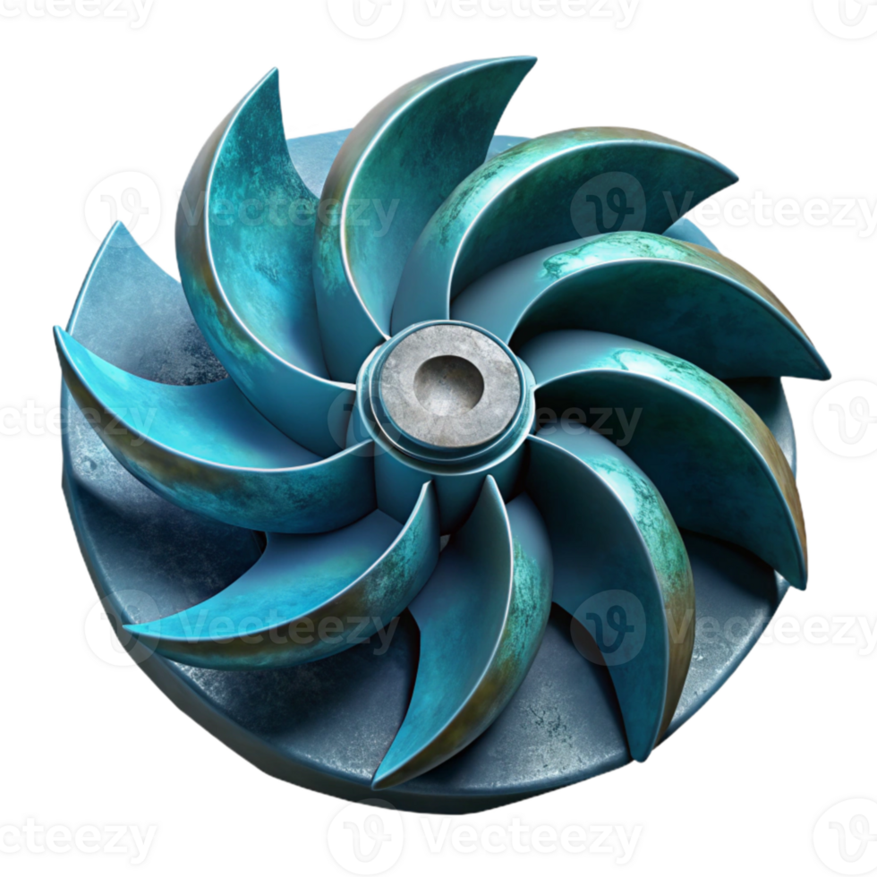 serene contemporary Underwater Turbine Blades Rotating Motion Isolated exclusive png