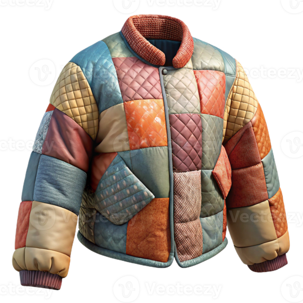 impressive artistic Upcycled Clothing Quilt Patchwork Design Isolated genuine png