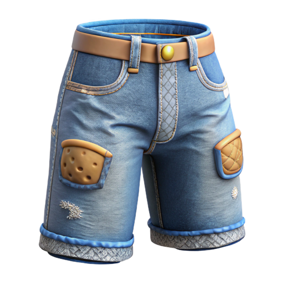 elegant minimalist Upcycled Jeans Shorts Distressed Detail Cutout original png