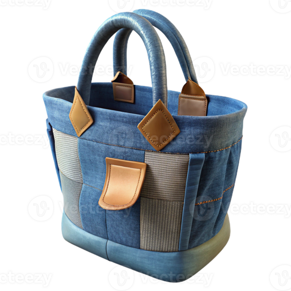 wonderful modern Upcycled Clothing Tote Bag Denim and Canvas Cutout exclusive png