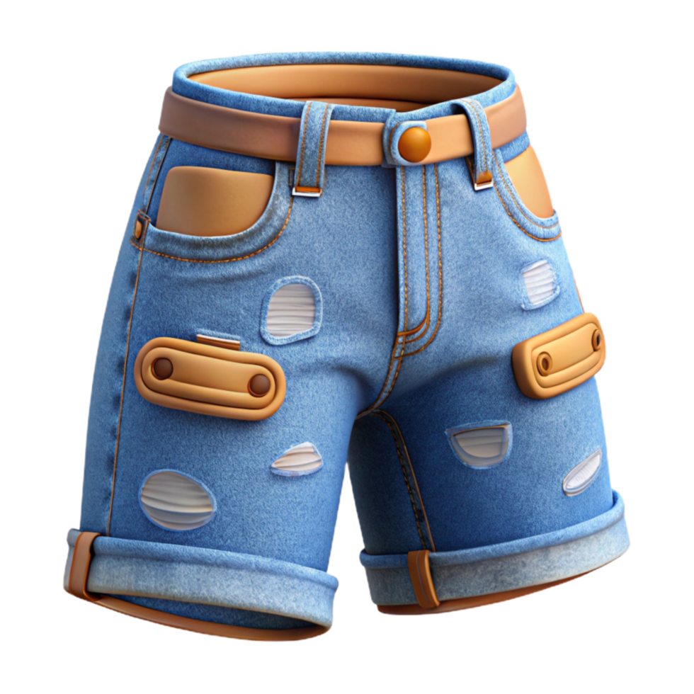 elegant vintage Upcycled Jeans Shorts Distressed Detail Cutout genuine png