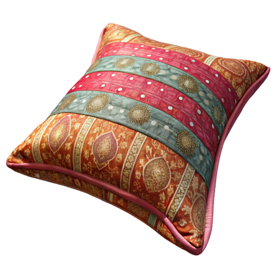 extraordinary abstract Upcycled Sari Throw Pillow Bohemian Style Isolated Element original png