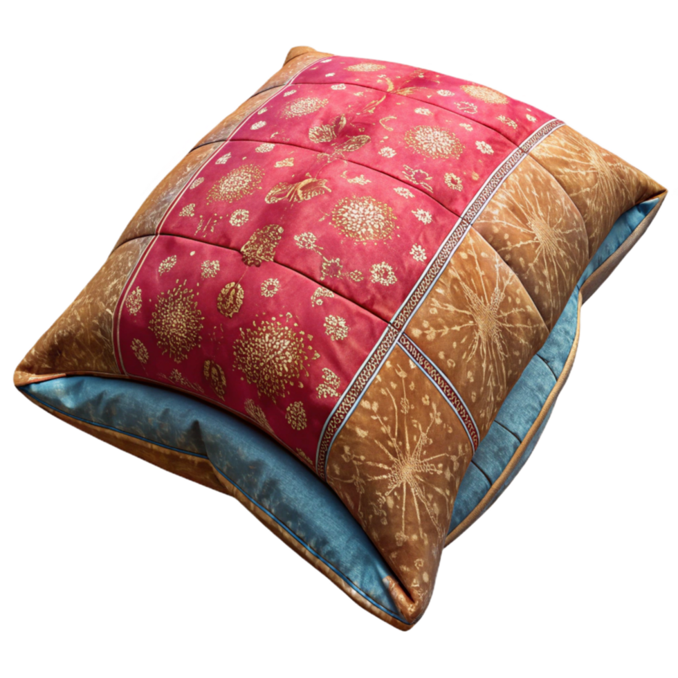 beautiful rustic Upcycled Sari Throw Pillow Bohemian Style Isolated Element exclusive png