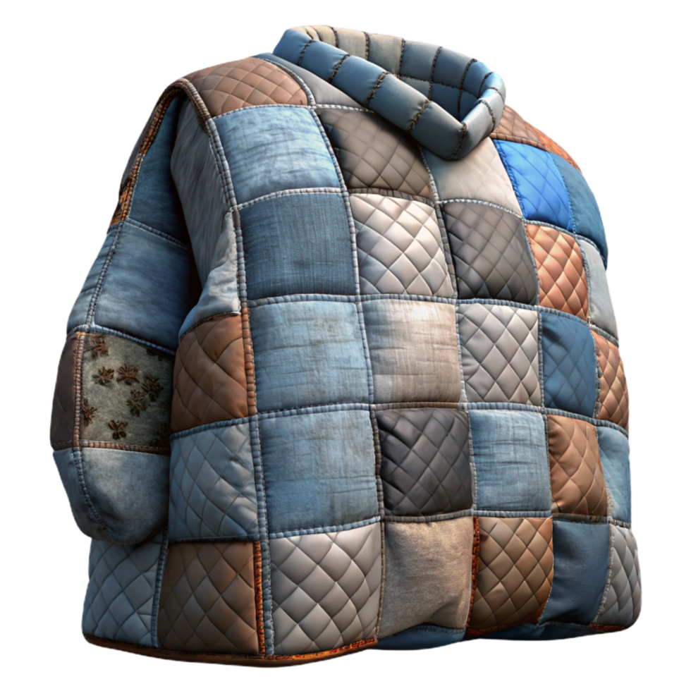 beautiful rustic Upcycled Tshirt Quilt Patchwork Design Isolated Element png