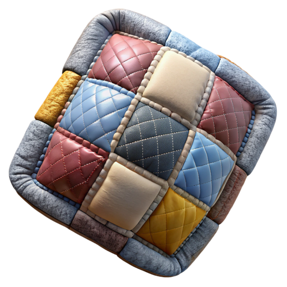 elegant traditional Upcycled Tshirt Quilt Patchwork Design Isolated Element detailed png