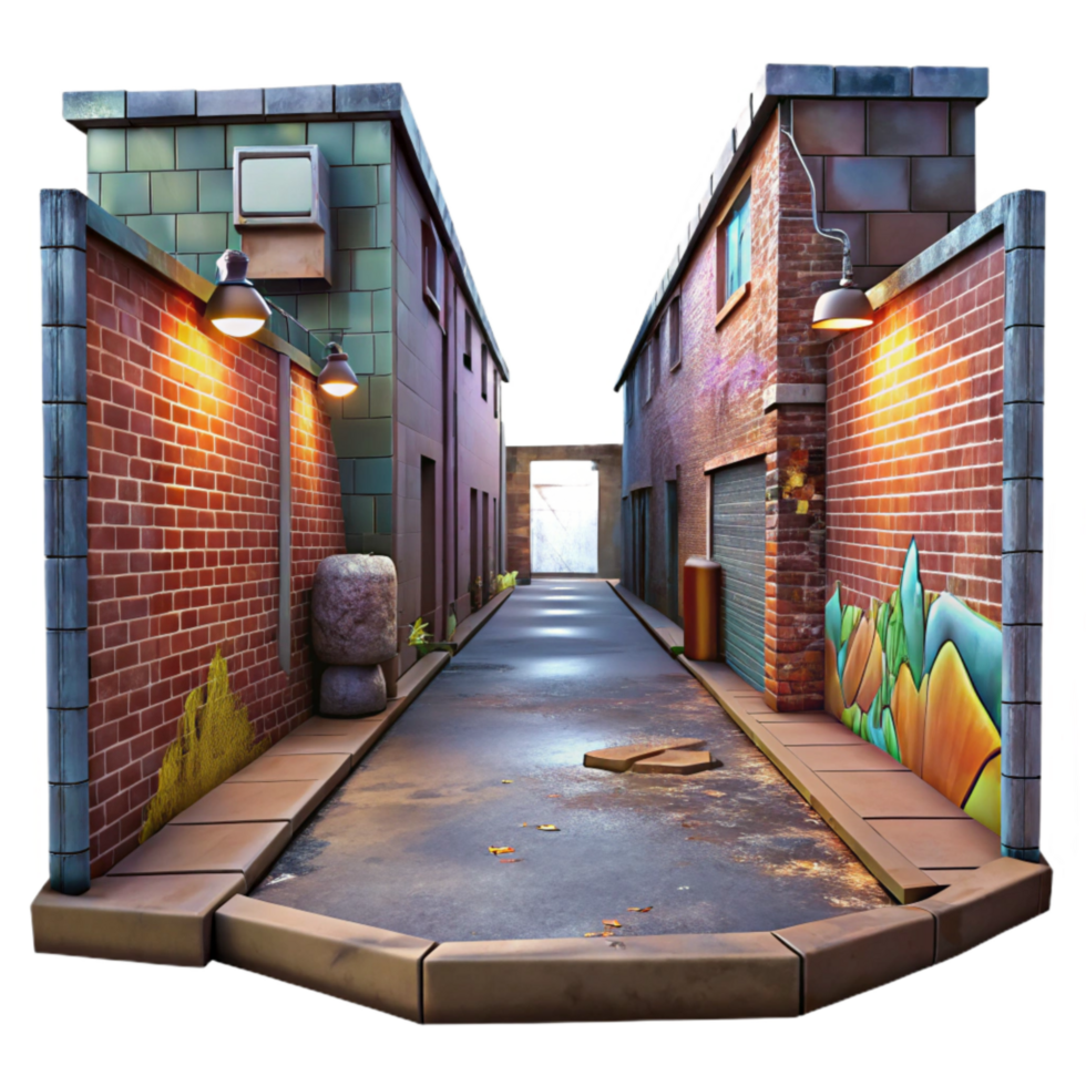 magnificent modern Urban Alleyway Graffiti Covered Isolated Cutout authentic png