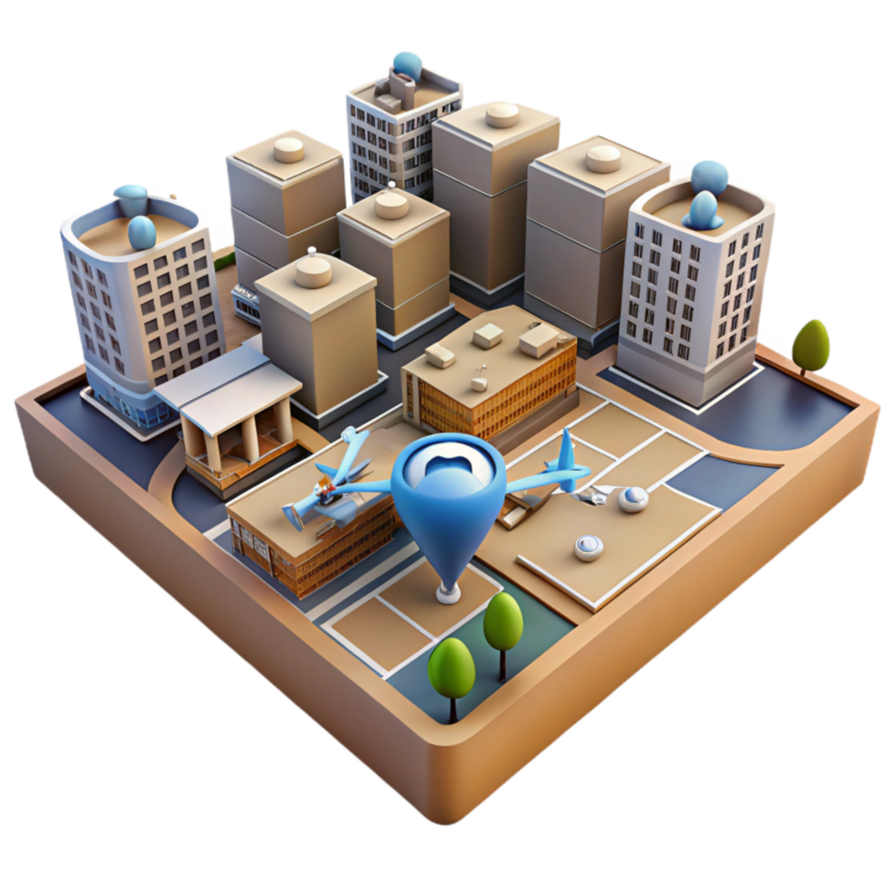 extraordinary classic Urban Area Aerial View with Drone Cutout high quality png