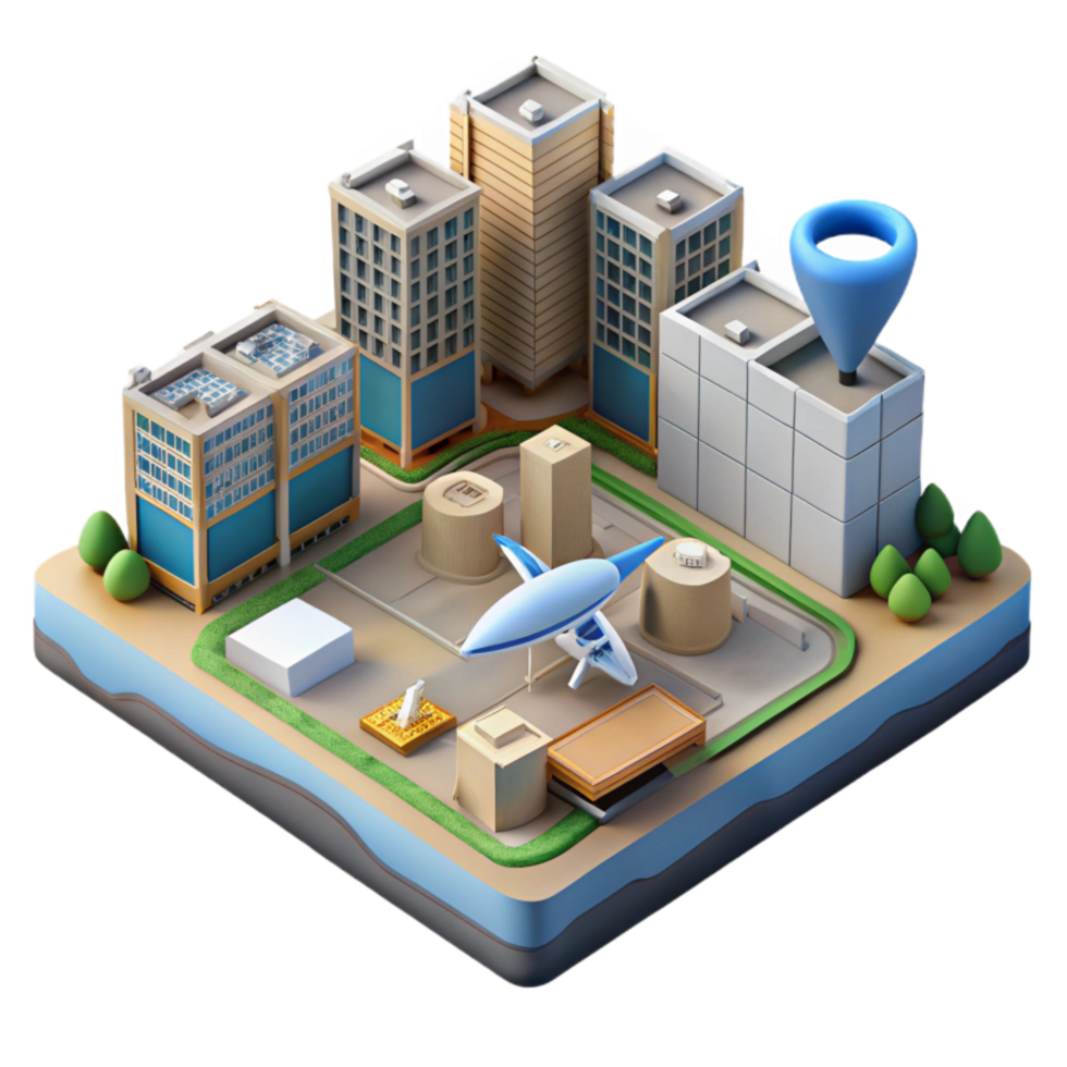 stunning abstract Urban Area Aerial View with Drone Cutout detailed png