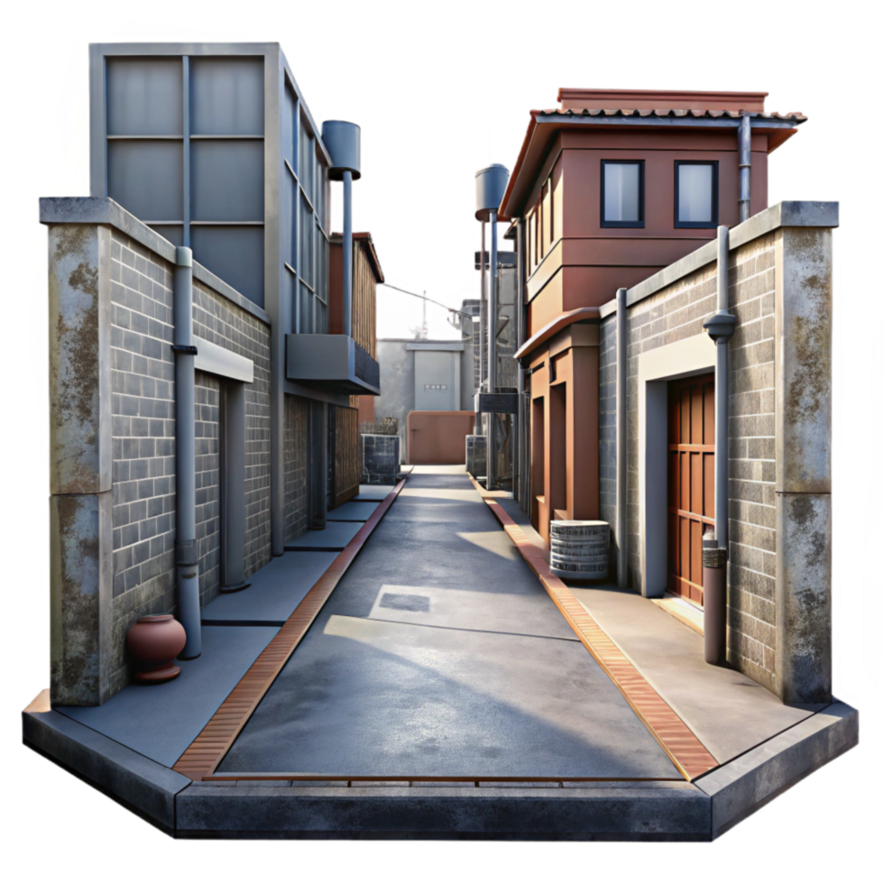 serene abstract Urban Alleyway Perspective View Cutout png