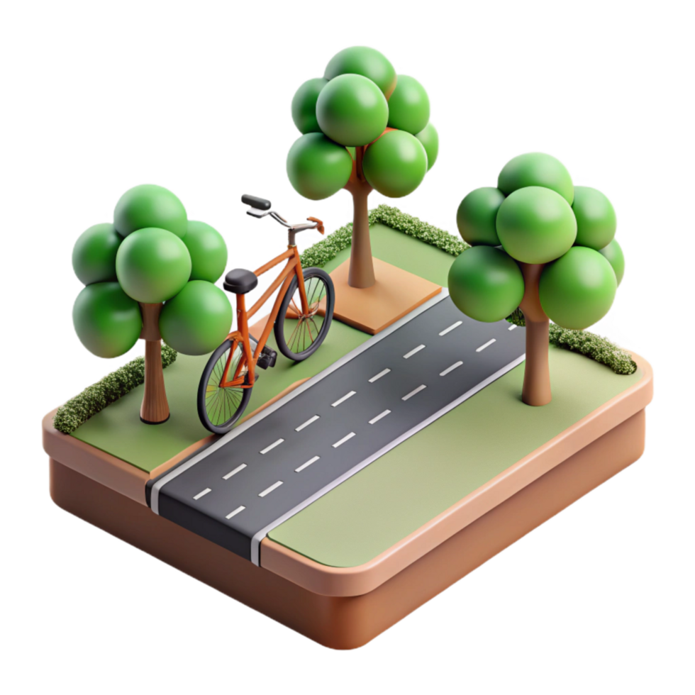 impressive modern Urban Bicycle Path with Trees Isolated Element high quality png