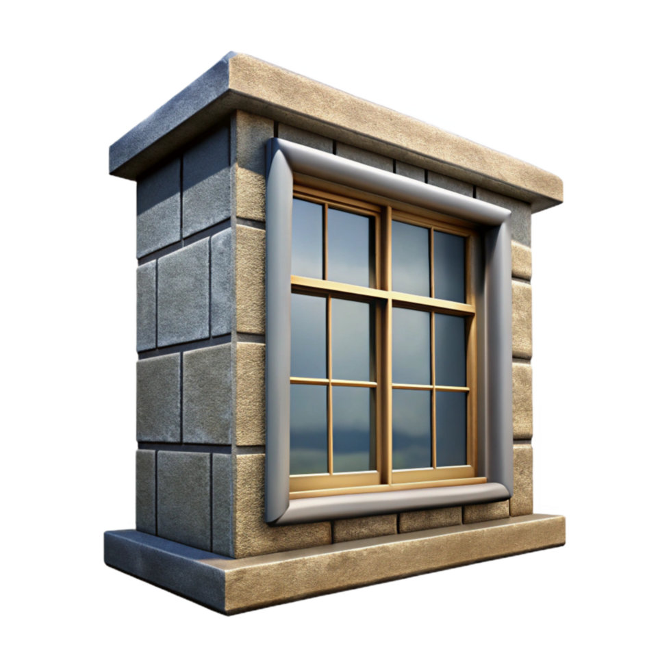 beautiful rustic Urban Building Window Frame Isolated on Transparent Background authentic png