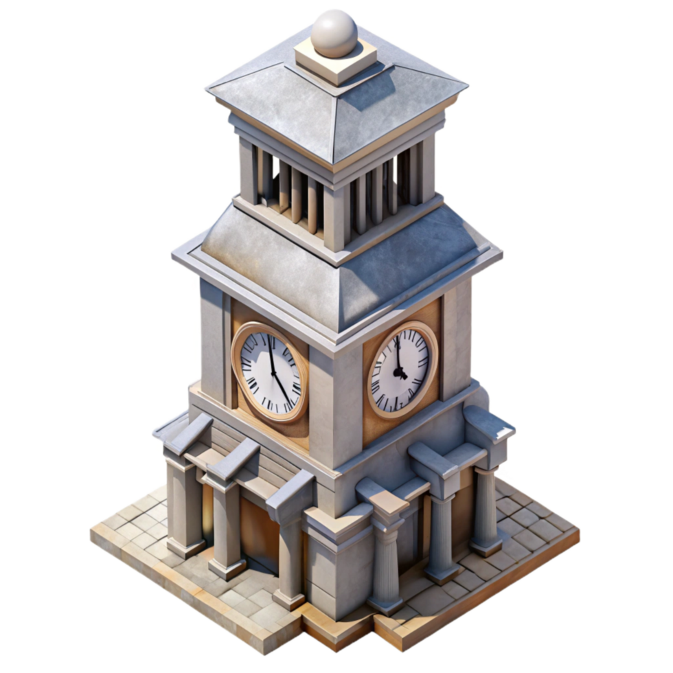 impressive contemporary Urban Clock Tower High Angle View Transparent genuine png