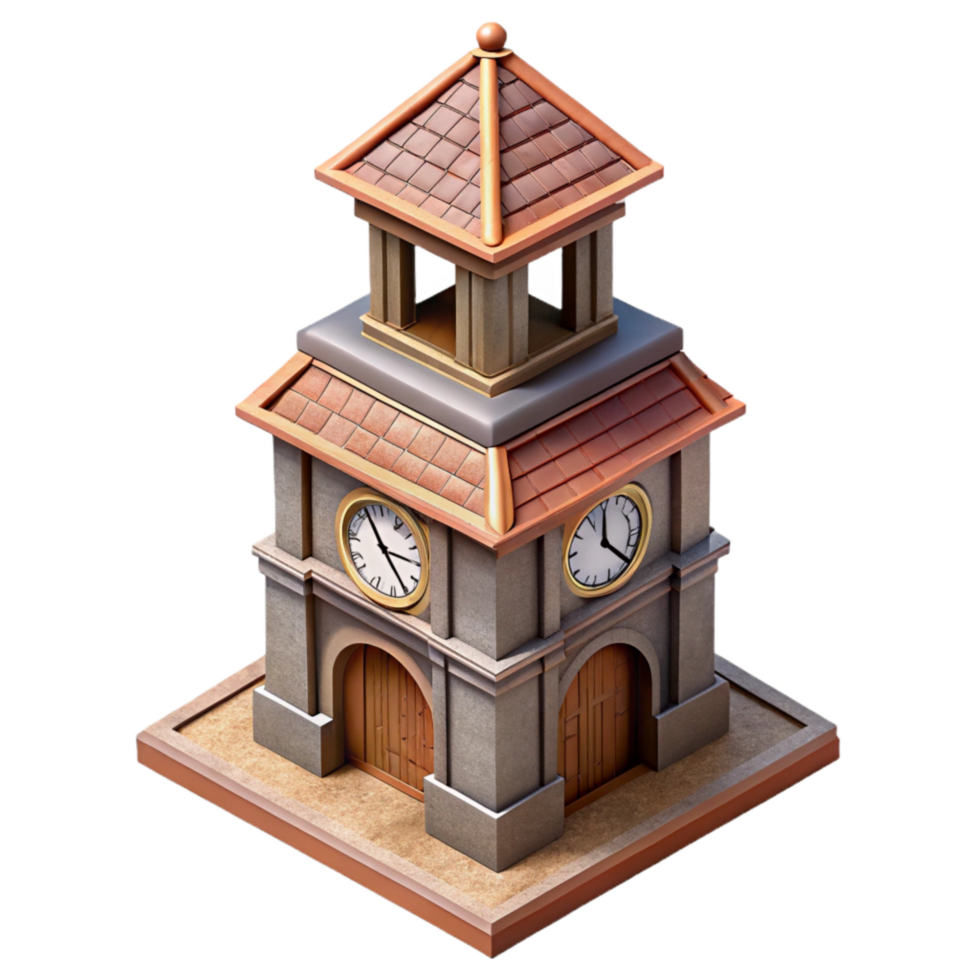 beautiful rustic Urban Clock Tower High Angle View Transparent professional png