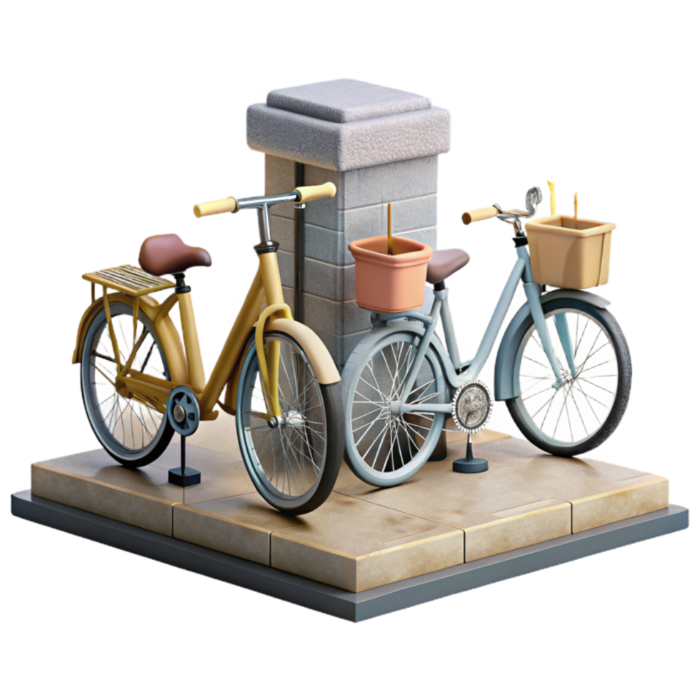 stunning artistic Urban Commute Scene with Bicycles Transparent Background detailed png