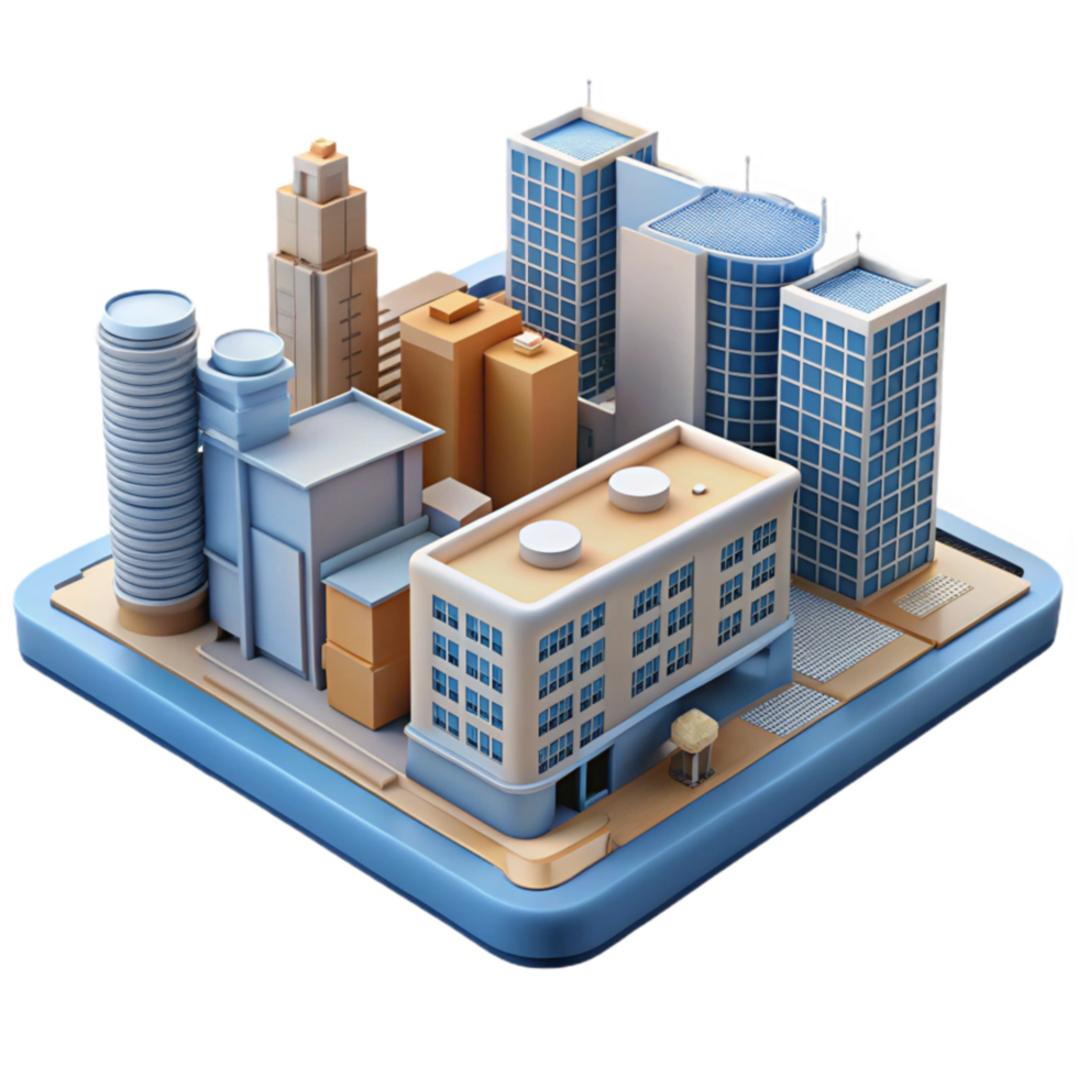 dramatic minimalist Urban Development Blueprint Side View Isolated authentic png