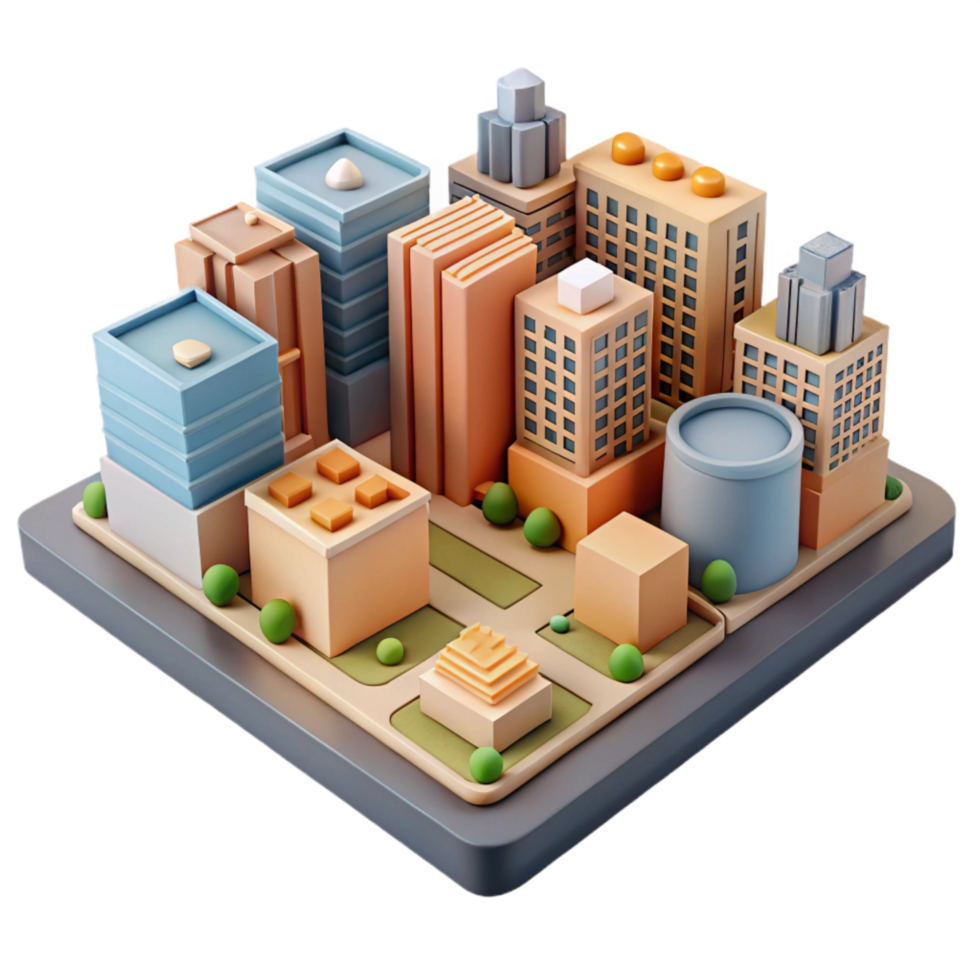 serene rustic Urban Development Project Model Transparent Background professional png
