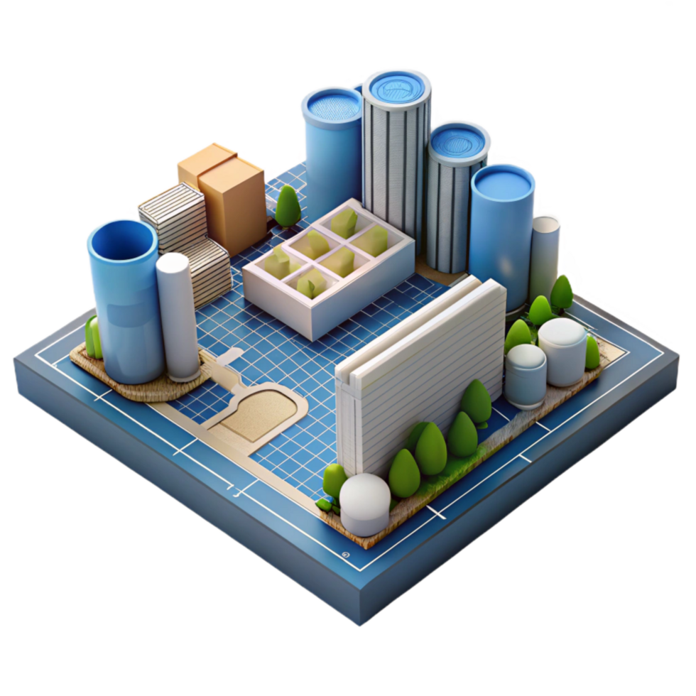 serene minimalist Urban Development Project Blueprint Transparent Background authentic png