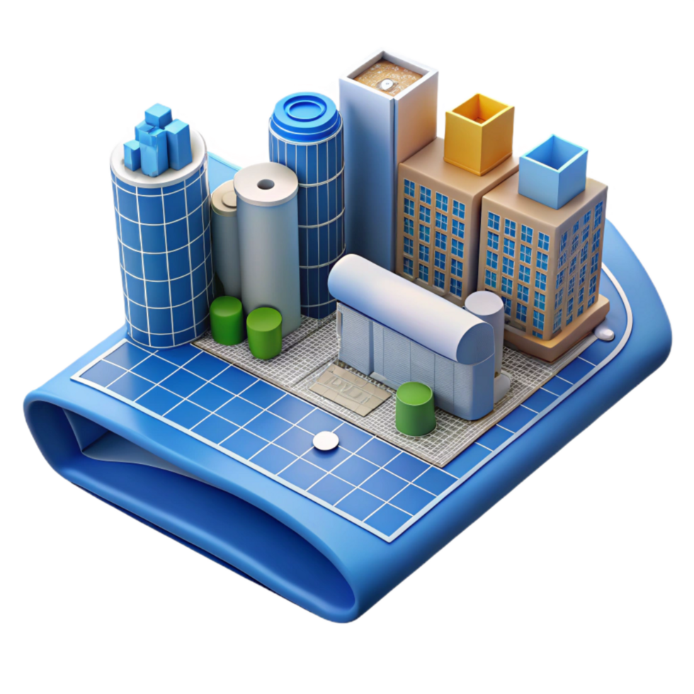 serene rustic Urban Development Project Blueprint Transparent Background original png