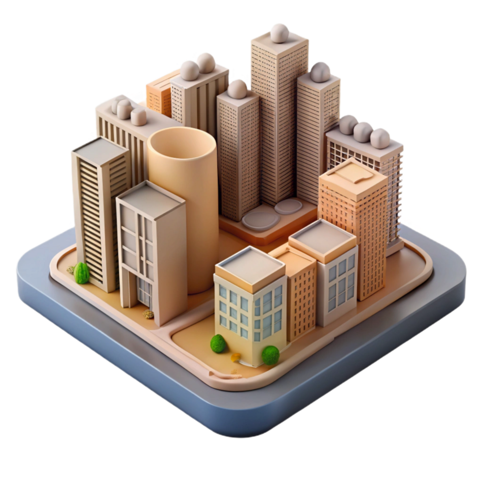 vibrant minimalist Urban Development Project Model Transparent Background original png