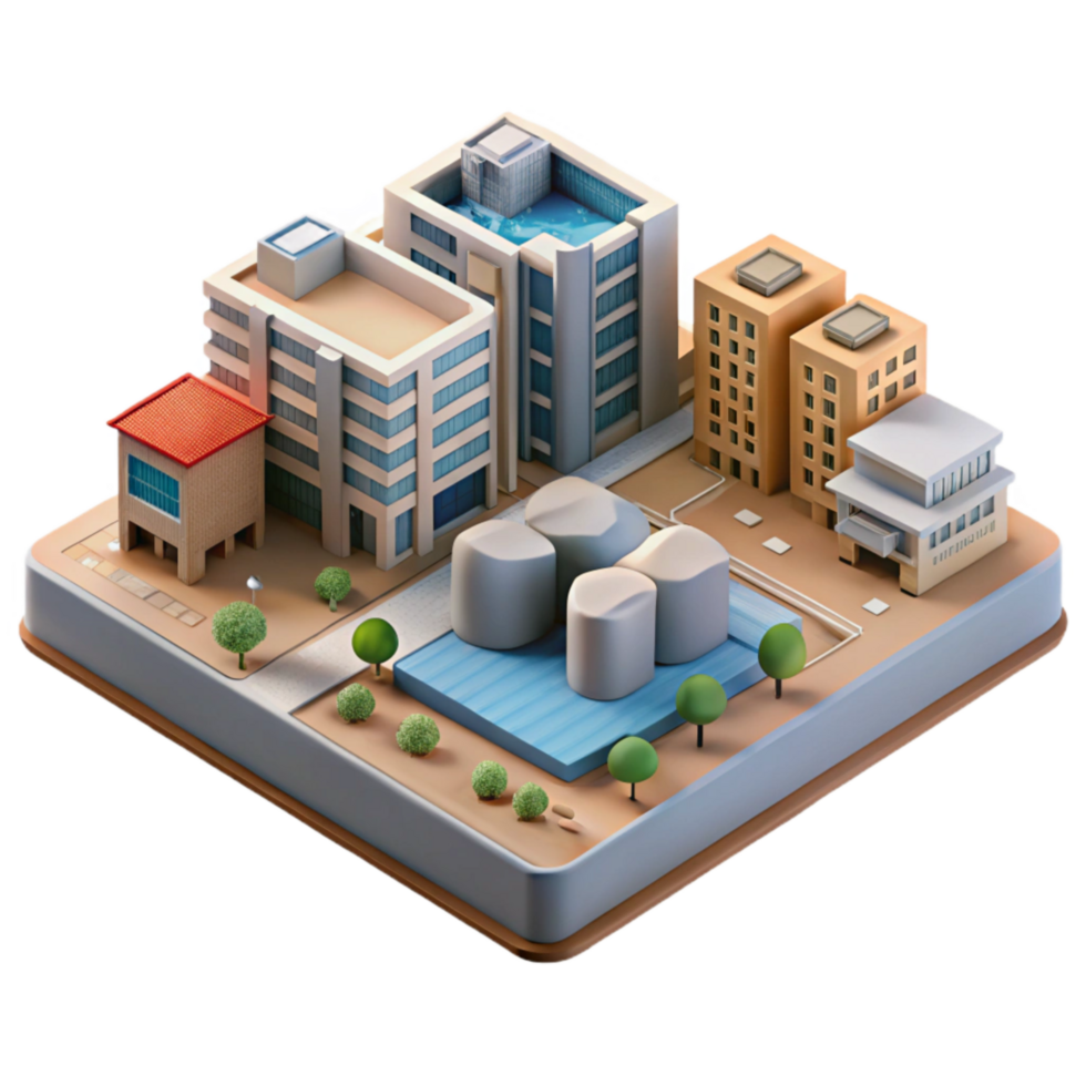serene modern Urban Development Project Render Transparent Background high quality png