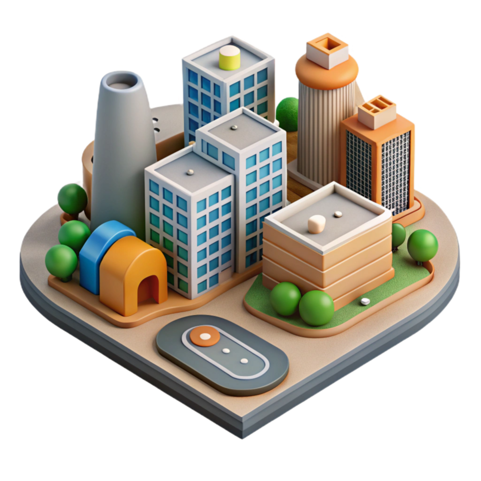 vibrant contemporary Urban Development Project Visualization Cutout Element high quality png
