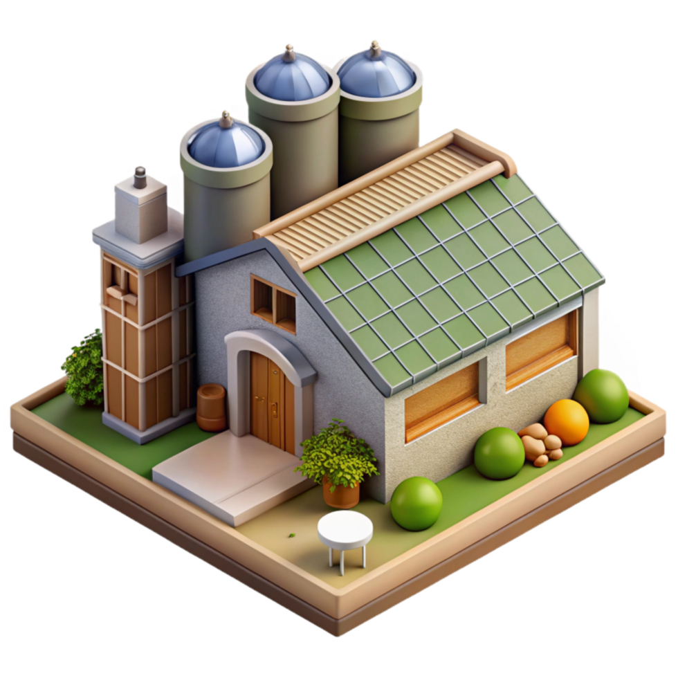 extraordinary minimalist Urban Farm Building Rooftop View Cutout high resolution png